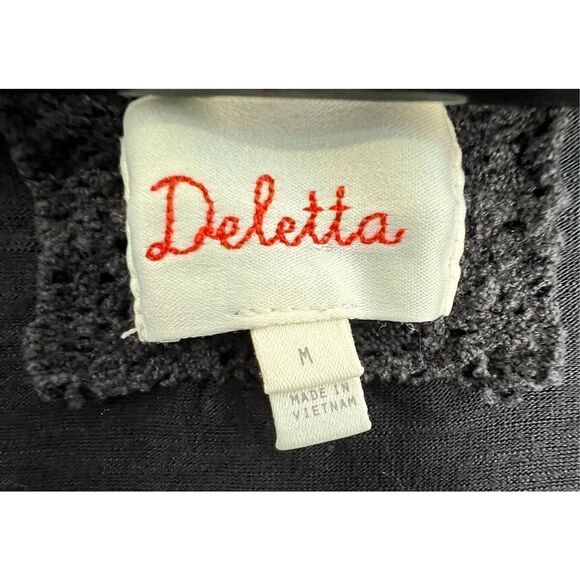 Anthropologie Deletta Basic Black 3/4 Sleeve Blouse With Drapey Neck - Picture 2 of 4